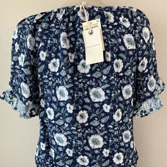 NWT Lucky Brand Blue Floral Dress Size M - Picture 5 of 8